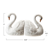 Stoneware Swan Shaped Bookends (Set of 2)