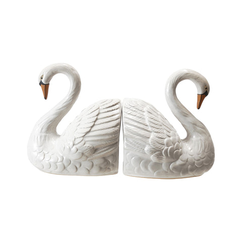Stoneware Swan Shaped Bookends (Set of 2)