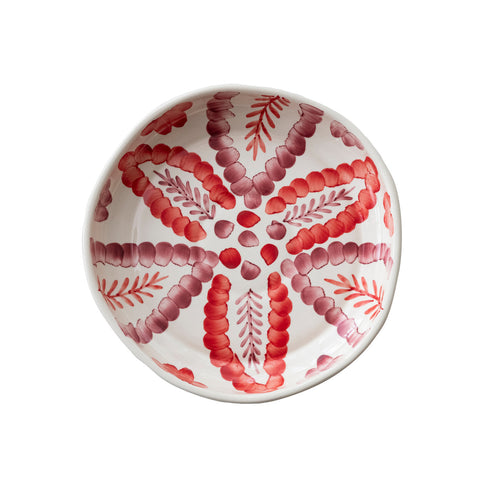 Hand-Painted Stoneware Serving Bowl with Botanical Design