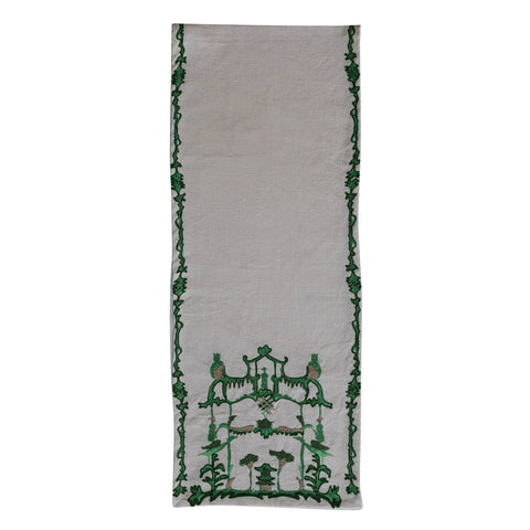 Woven Cotton Slub Table Runner with Embroidery