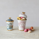 Hand-Painted Stoneware Canister with Palm Trees & Bamboo