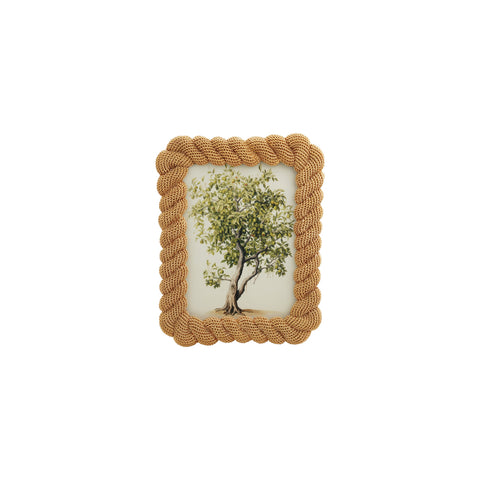 7"W x 9"H Resin Rope Photo Frame, Gold Finish