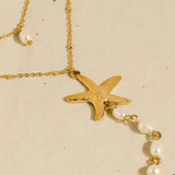 Santorin 18K Gold Non-Tarnish Star & Pearl Layered Necklace