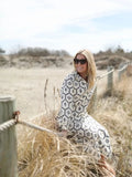 Sara Dress Navy Flower Stamp