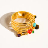 Teigan 18K Gold Multi Color Stone Layered Ring