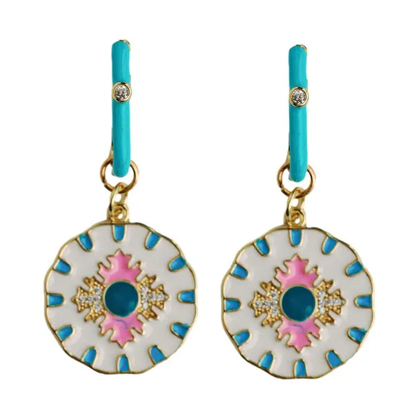 Capri Tile Enamel Charm Statement Earrings