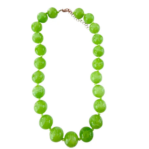Mabry Chunky Beaded Necklace- Lime Green