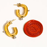 Alsace 18K Gold Non-Tarnish Two Toned C Hoop Earring