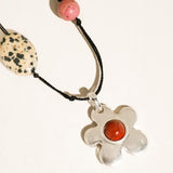 Tallulah Silver Western Beaded Flower Necklace