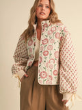 Quilted Mixed Floral Print Jacket with Ribbon Detail
