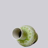 Green and White Porcelain Scrolling Lotus Lantern Vase