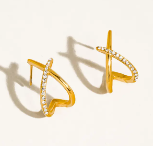 Echo Crossover Earrings | 18K Gold Non-Tarnish