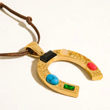 Maribel 18K Gold Western Large Horseshoe Necklace