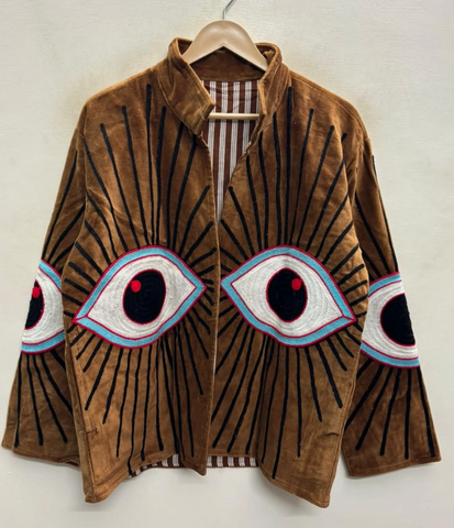 Sunburst Hand-Embroidered Velvet Jacket