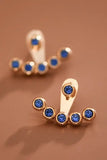 18K Gold Plated Stainless Steel Blue Crystal Ear Jacket Studs