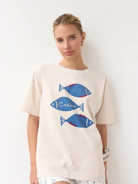 Fish Graphic Tee with Stitch