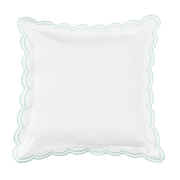 Double Scallop Embroidered Percale Euro Sham