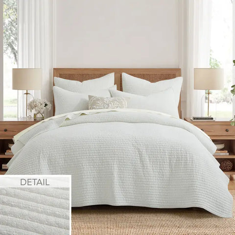 Eyelet Cream Quilt Set - King