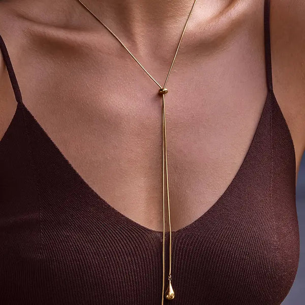 Trésor Non-Tarnish Adjustable Lariat Drop Necklace