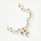 Agape 18K Gold Natural Pearl Heart Choker