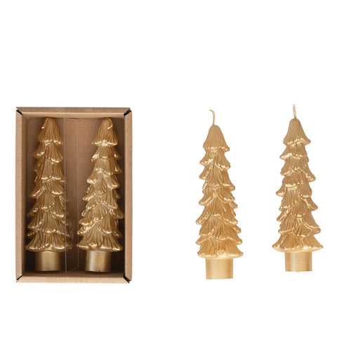 Unscented Gold Tree Taper Candles