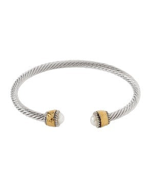 Stone & Hammered Edge Cable Cuff