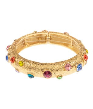 Stationed Color Stone Textured Bracelet