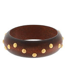 Wood w/Dome Station Bangle Bracelet (brown)