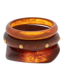 3 Row Wood & Resin Bangle Bracelet