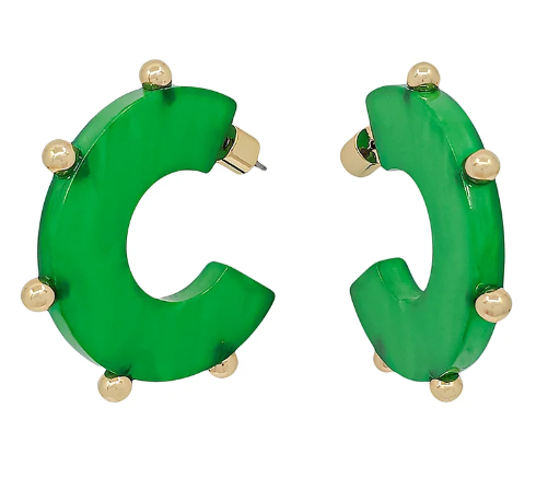 Gold Dot Hoops | Green