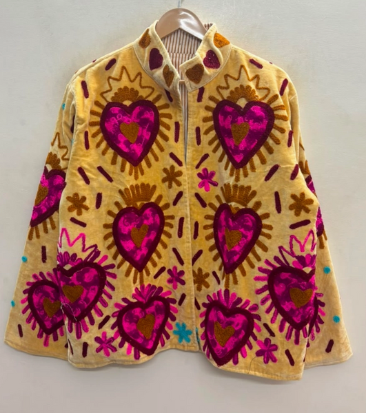 Radiant Heart Embroidered Velvet Jacket