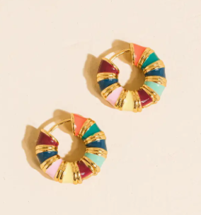 Ágata Enamel Hoop Earrings | 18K Gold Non-Tarnish