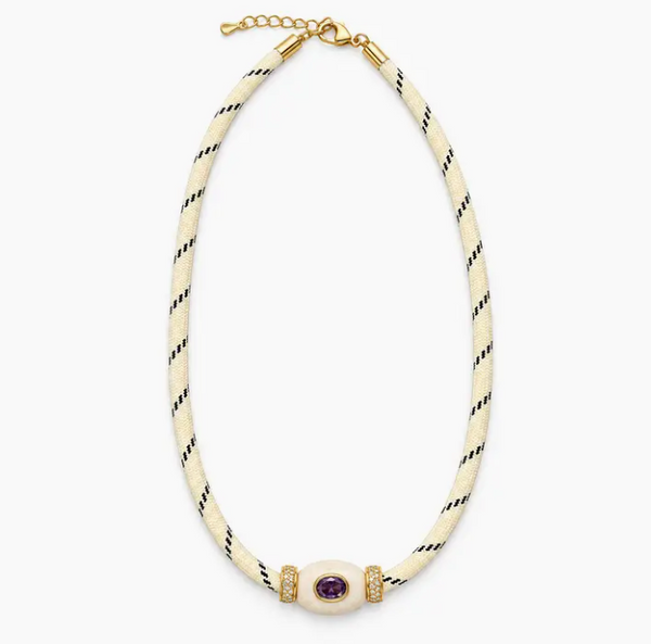 Amethyst Pendant Ivory Necklace