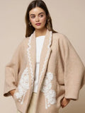 Floral Embroidery Collared Jacket