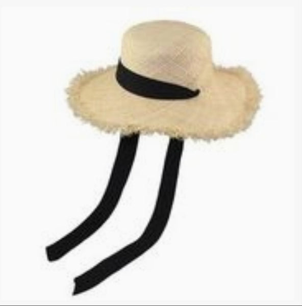 Flat Brim Fringed Edge Raffia 3136 Hat Spring