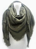 Paisley Pattern Square Wool Scarf | Khaki