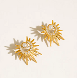 Kindred Pearl Sunburst Earrings | 18K Gold Non-Tarnish