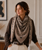 Large Woolen Square Bandana | Light Taupe