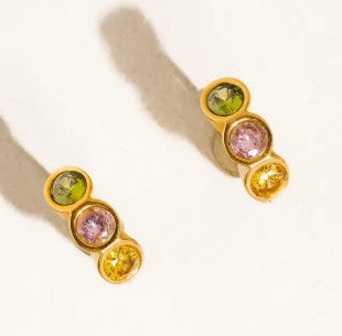 Azelia 18K Gold Non-Tarnish Colorful Cz Hoop Earrings