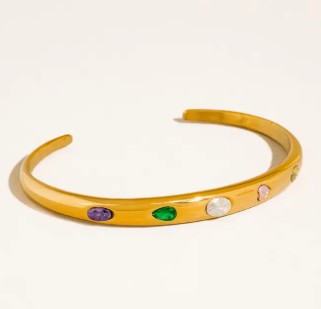 Juneau 18K Gold Non-Tarnish Multicolor Cz Bangle