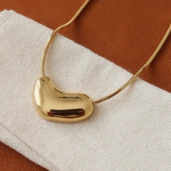 Louis 18K Gold Non-Tarnish Puffy Heart Necklace