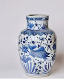 Blue and White Porcelain Fish and Lotus Mallet Vase
