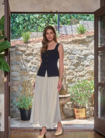 Square Neck Vest Mix Media Dress