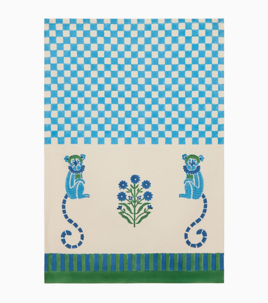Monkey Blue & Green Tea Towel