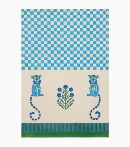 Monkey Blue & Green Tea Towel
