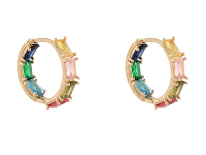 Multi-Colored Baguette Hoops