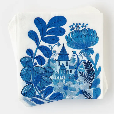 Blue and White Cocktail Napkins