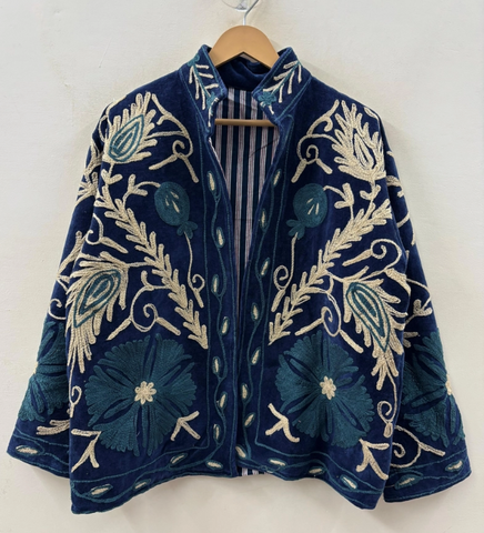 Nightfall Hand-Embroidered Velvet Jacket
