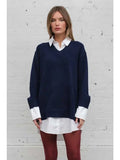 Mixed Sweater Shirt Dress