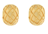 Gold Net Oval Earrings